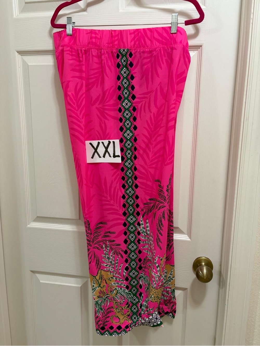 Lilly Pulitzer Bal Harbour Palazzo Pants XXL Wild Side Engineered Pink Leopard